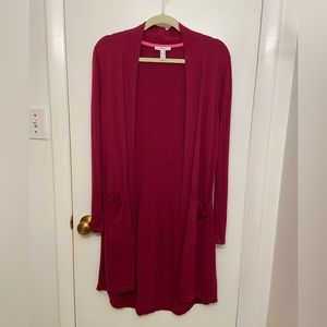 Isaac Mizrahi long sleeve fuchsia colored cardigan